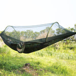 Amaca da paracadute in nylon completamente automatica da campeggio esterna portatile con zanzariere, dimensioni: 290 x 140 cm, 290x140cm Camouflage, 290x140cm Army Green, 290x140cm Black, 290x140cm Dark Blue, 290x140cm Dark Green, 290x140cm Pink Blue  ...