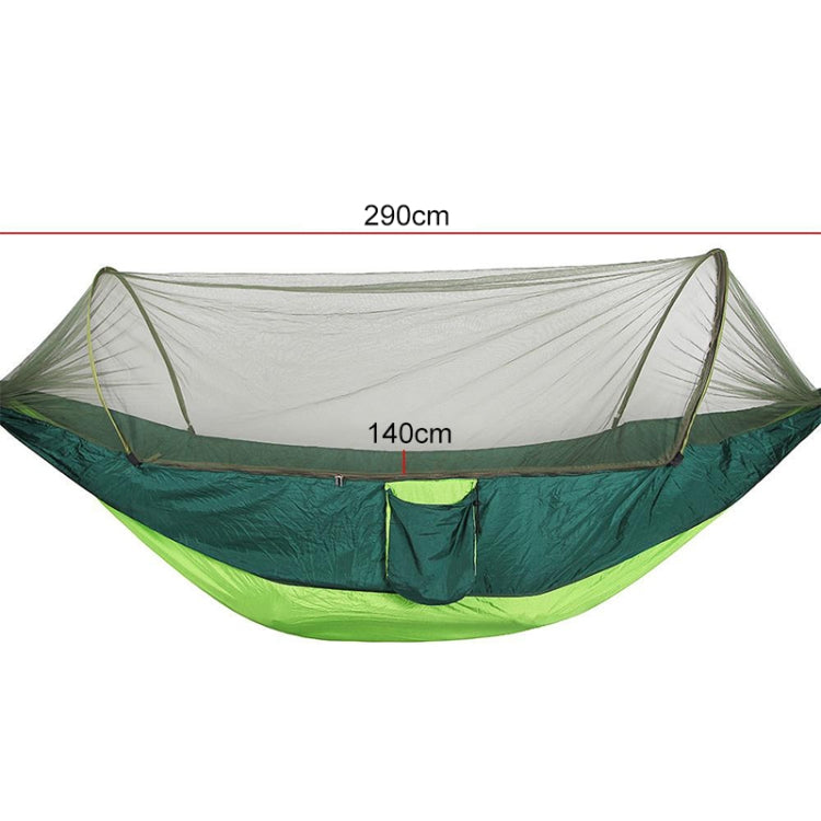 Amaca da paracadute in nylon completamente automatica da campeggio esterna portatile con zanzariere, dimensioni: 290 x 140 cm, 290x140cm Camouflage, 290x140cm Army Green, 290x140cm Black, 290x140cm Dark Blue, 290x140cm Dark Green, 290x140cm Pink Blue  ...