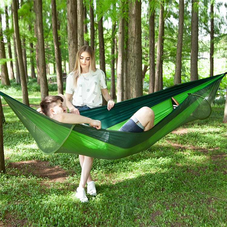 Amaca da paracadute in nylon completamente automatica da campeggio esterna portatile con zanzariere, dimensioni: 290 x 140 cm, 290x140cm Camouflage, 290x140cm Army Green, 290x140cm Black, 290x140cm Dark Blue, 290x140cm Dark Green, 290x140cm Pink Blue  ...