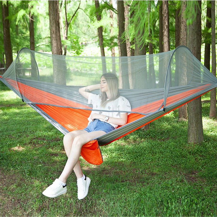 Amaca da paracadute in nylon completamente automatica da campeggio esterna portatile con zanzariere, dimensioni: 290 x 140 cm, 290x140cm Camouflage, 290x140cm Army Green, 290x140cm Black, 290x140cm Dark Blue, 290x140cm Dark Green, 290x140cm Pink Blue  ...