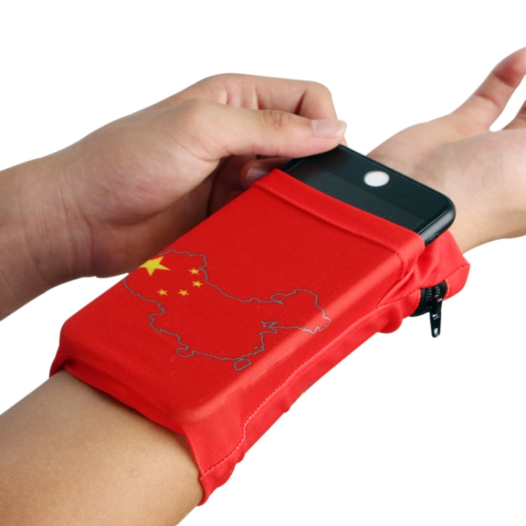 Borsa da braccio sportiva universale multifunzionale Borsa da polso per telefono per smartphone da 5,5 pollici o inferiori, dimensioni: 16,5x11 cm (bandiera cinese)