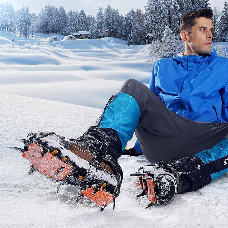 Aotu AT8701 Un paio di coperture per scarpe da arrampicata su neve antiscivolo con pinza per ghiaccio da 10 denti, 10 Teeth Orange, 10 Teeth Yellow