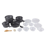 DS-500 Set di pentole impilabili da 15 pezzi ultraleggeri da campeggio per 4-5 persone, dimensioni: grande, DS-500 Size: Large
