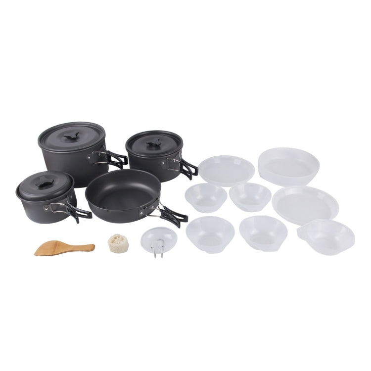 DS-500 Set di pentole impilabili da 15 pezzi ultraleggeri da campeggio per 4-5 persone, dimensioni: grande, DS-500 Size: Large