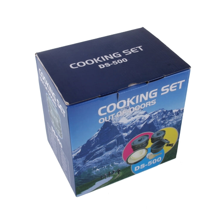 DS-500 Set di pentole impilabili da 15 pezzi ultraleggeri da campeggio per 4-5 persone, dimensioni: grande, DS-500 Size: Large