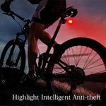 Fanale posteriore per bicicletta con allarme LED COB intelligente impermeabile IP65 impermeabile con telecomando, distanza di controllo: 1-100 m, IP65 Waterproof Taillight
