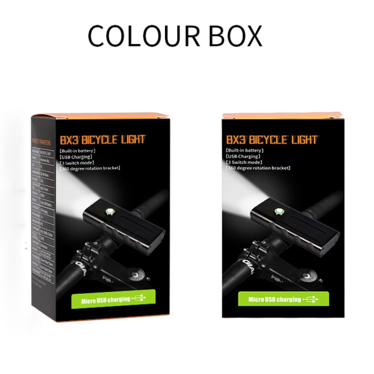 Luce a LED per manubrio anteriore con ricarica USB BX2 (3 ore, perline lampada L2), 3 Hours, L2 Lamp Beads