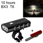Luce a LED per manubrio anteriore con ricarica USB BX3 (10 ore, lampada T6 + A02), 10 Hours, T6+A02 Lamp