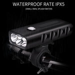 Luce a LED per manubrio anteriore con ricarica USB BX3 (10 ore, lampada T6 + A02), 10 Hours, T6+A02 Lamp