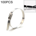 100 pz 4.6x200mm Fascette metalliche in acciaio inossidabile Fascette Zip Wrap Cinghie termiche di scarico Tubo di induzione, 4.6x200mm