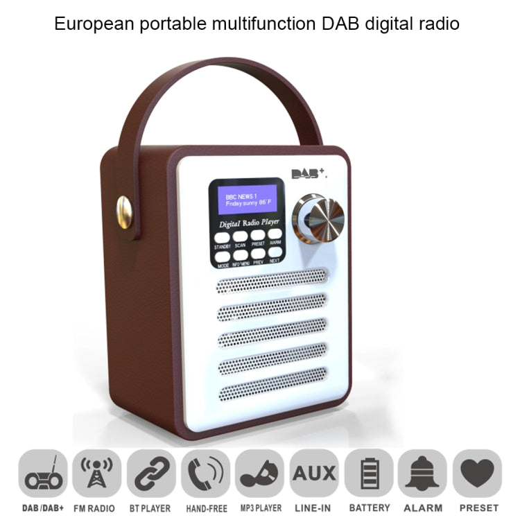 DAB-H6 Radio digitale DAB portatile multifunzionale, supporto Bluetooth, scheda TF, disco U, MP3, DAB-H6