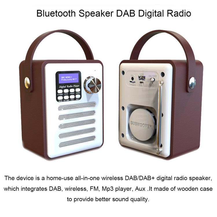 DAB-H6 Multifunctional Portable DAB Digital Radio, Support Bluetooth, TF Card, U Disk, MP3, DAB-H6