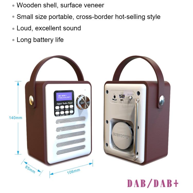 DAB-H6 Multifunctional Portable DAB Digital Radio, Support Bluetooth, TF Card, U Disk, MP3, DAB-H6