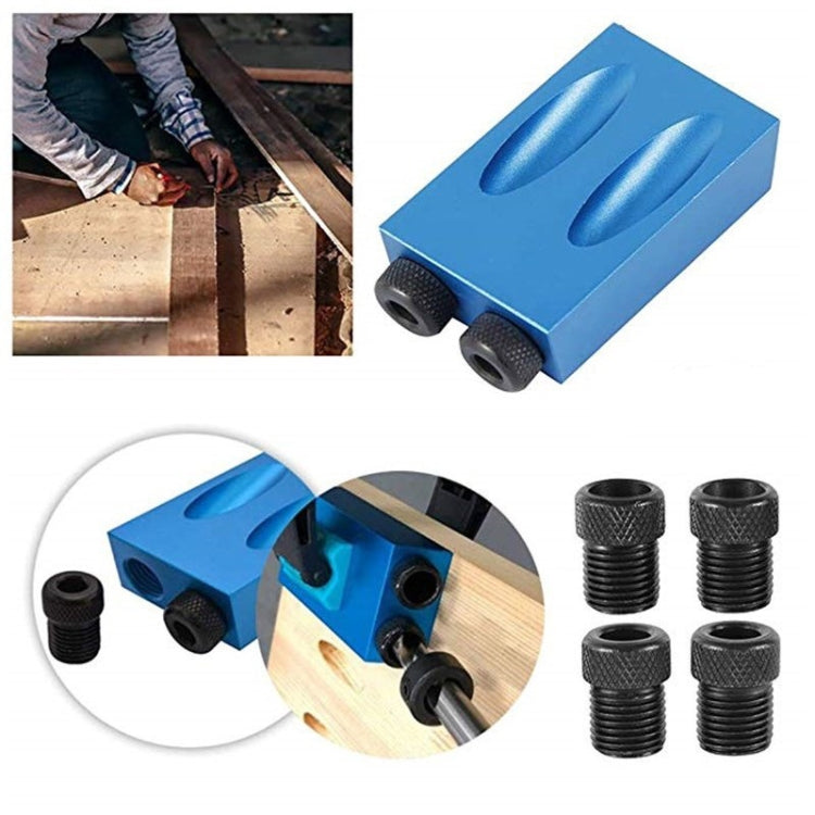 Localizzatore di fori per la lavorazione del legno in lega di alluminio obliquo angolare da 15 gradi con punta da 14 pezzi, 14-Piece