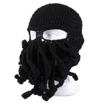 Amurleopard Berretto unisex in maglia da barbaro, berretto con tentacoli di polpo, maschera invernale calda, cappello all'uncinetto
