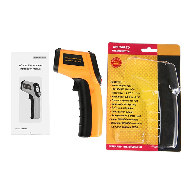 GM333 Digital Handheld Laser Point Infrared Thermometer, Temperature Range: -50-400 Degrees Celsius, GM333