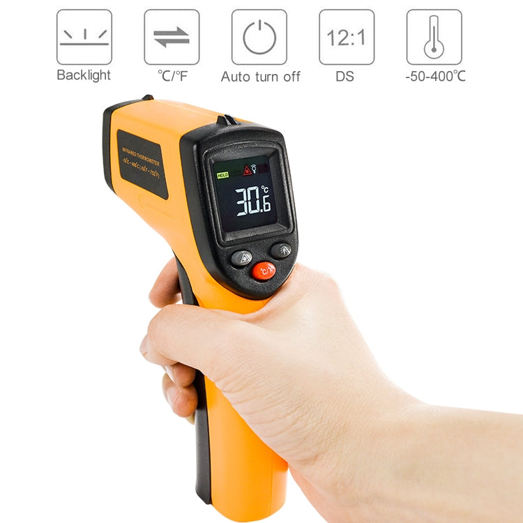 Termometro a infrarossi portatile digitale con punto laser GM333, intervallo di temperatura: -50-400 gradi Celsius, GM333