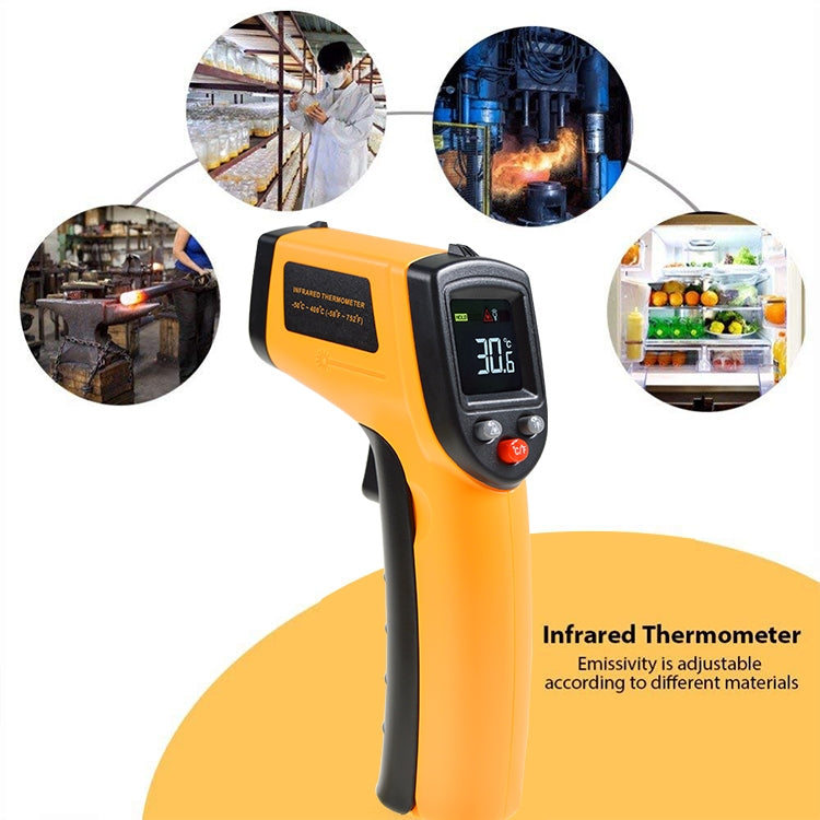 Termometro a infrarossi portatile digitale con punto laser GM333, intervallo di temperatura: -50-400 gradi Celsius, GM333