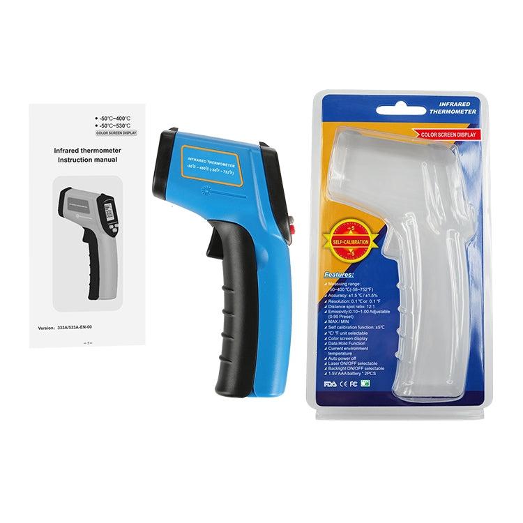 GM333A Digital Handheld Infrared Thermometer with Laser Point, Temperature Range: -50-400 Degrees Celsius