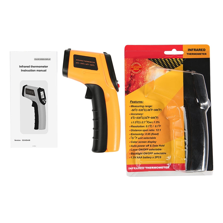 GM533 Digital Handheld Infrared Thermometer with Laser Point, Temperature Range: -50-530 Degrees Celsius, GM533