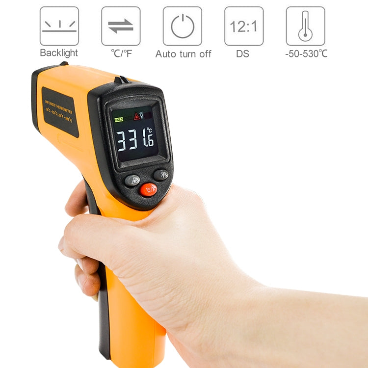 GM533 Digital Handheld Infrared Thermometer with Laser Point, Temperature Range: -50-530 Degrees Celsius, GM533