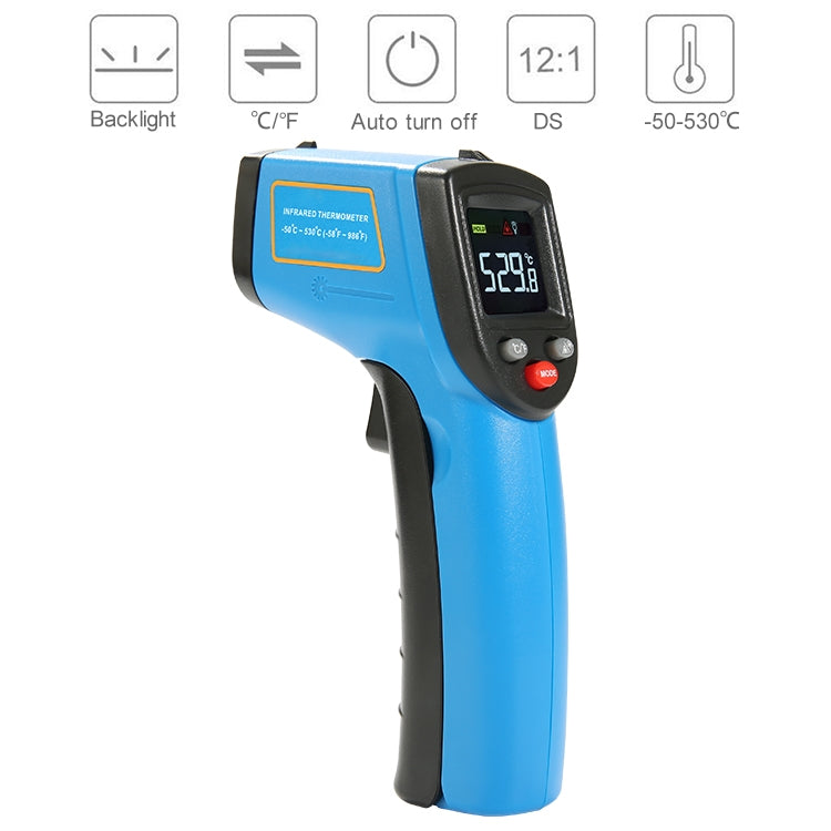 Termometro a infrarossi portatile con punto laser digitale GM533A, intervallo di temperatura: -50-530 gradi Celsius, GM533A