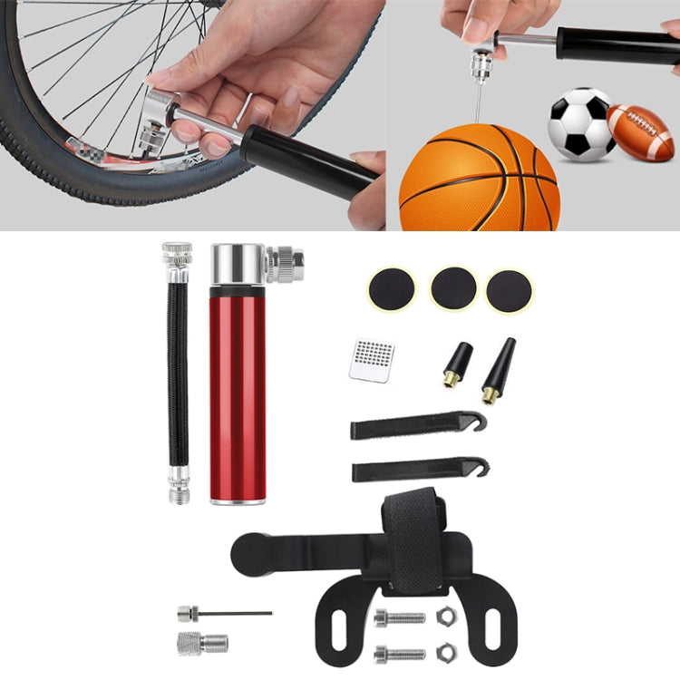 Mini pompa portatile manuale in lega di alluminio per bicicletta + toppa per pneumatici senza colla + leva per pneumatici a forma di pesce, Inflator + Glue-free Tire Patch + Fish-shaped Tire Lever Black                                                  ...