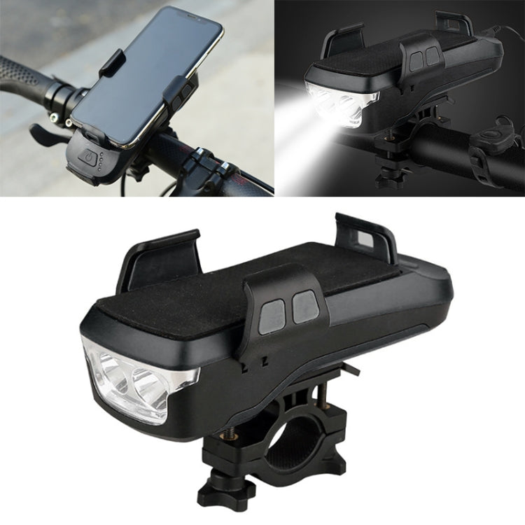 Luce per bicicletta con ricarica USB, luce a LED per manubrio anteriore, con supporto e clacson elettrico, batteria da 2400 mAh