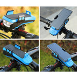 Luce per bicicletta con ricarica USB, luce a LED per manubrio anteriore, con supporto e clacson elettrico, batteria da 2400 mAh