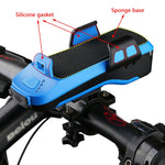 Luce per bicicletta con ricarica USB, luce a LED per manubrio anteriore, con supporto e clacson elettrico, batteria da 2400 mAh