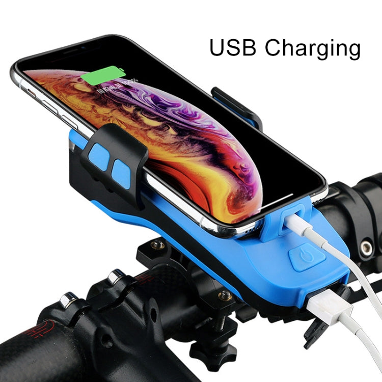 Luce per bicicletta con ricarica USB, luce a LED per manubrio anteriore, con supporto e clacson elettrico, batteria da 2400 mAh