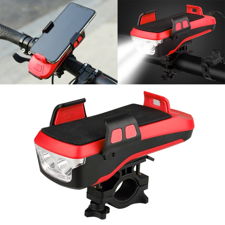 Luce per bicicletta con ricarica USB, luce a LED per manubrio anteriore, con supporto e clacson elettrico, batteria da 2400 mAh
