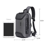 BANGE Borsa da petto USB di sicurezza da uomo Borsa a tracolla portatile da esterno, Shoulder Bag, Outdoor Shoulder Bag