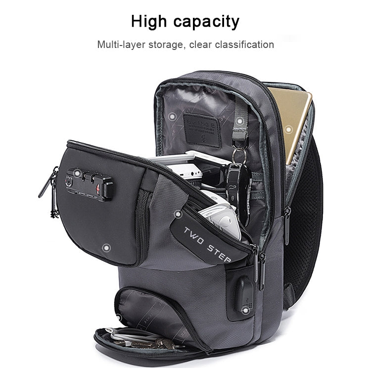 BANGE Borsa da petto USB di sicurezza da uomo Borsa a tracolla portatile da esterno, Shoulder Bag, Outdoor Shoulder Bag