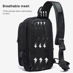 BANGE Borsa a tracolla casual alla moda Borsa da petto USB per esterni, USB Chest Bag