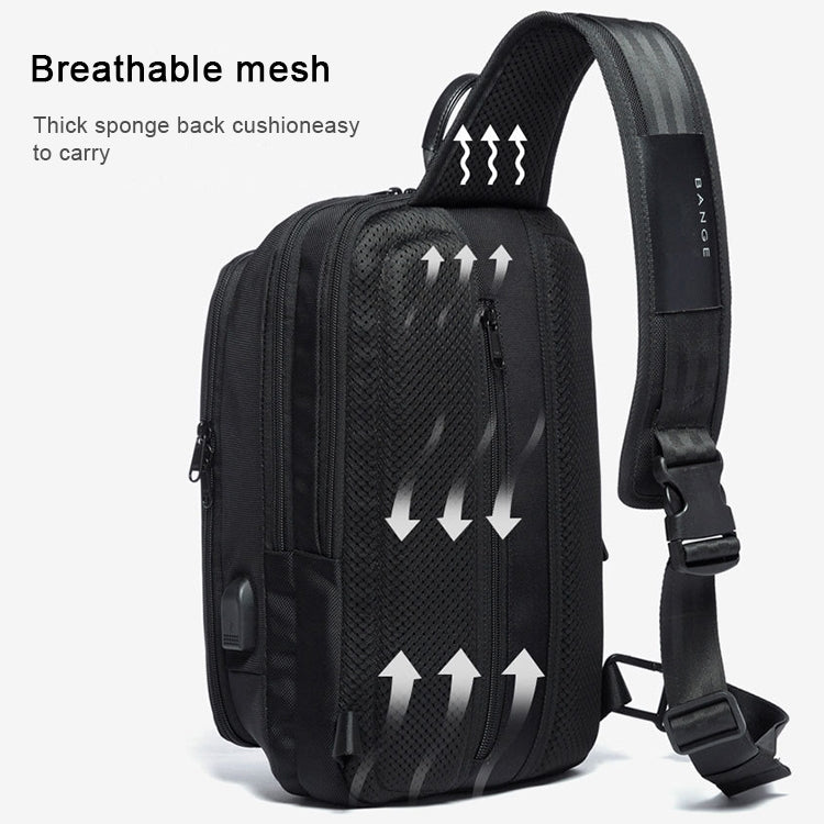 BANGE Borsa a tracolla casual alla moda Borsa da petto USB per esterni, USB Chest Bag