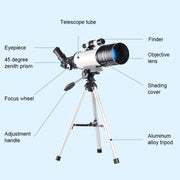 Telescopio astronomico ad alta definizione WR852 16x/66x70 con treppiede, 66x70 Blue