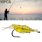 10 esche artificiali morbide per gamberetti da pesca da 4 cm, esche popper con gancio, Artificial Shrimp with Hook, Luminous Shrimp with Hook, Pink Shrimp with Hook, Green Shrimp with Hook, Transparent Shrimp with Hook