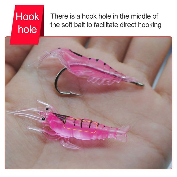 10 esche artificiali morbide per gamberetti da pesca da 4 cm, esche popper con gancio, Artificial Shrimp with Hook, Luminous Shrimp with Hook, Pink Shrimp with Hook, Green Shrimp with Hook, Transparent Shrimp with Hook