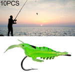 10 esche artificiali morbide per gamberetti da pesca da 4 cm, esche popper con gancio, Artificial Shrimp with Hook, Luminous Shrimp with Hook, Pink Shrimp with Hook, Green Shrimp with Hook, Transparent Shrimp with Hook