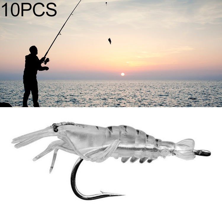 10 esche artificiali morbide per gamberetti da pesca da 4 cm, esche popper con gancio, Artificial Shrimp with Hook, Luminous Shrimp with Hook, Pink Shrimp with Hook, Green Shrimp with Hook, Transparent Shrimp with Hook
