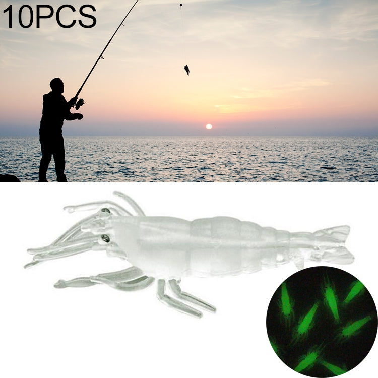 10 esche morbide da pesca da 4 cm, esche popper, Artificial Shrimp, Luminous Shrimp, Pink Shrimp, Green Shrimp, Transparent Shrimp
