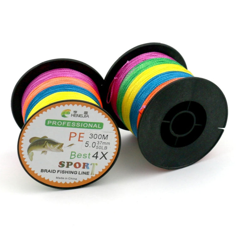 HENGJIA Colorato 5.0# 0.37mm 50LB 22.6kg Tensione 300m Extra Forte 4 Parti Treccia PE Lenza da pesca Linea da aquilone, 5.0# 0.37mm 50LB