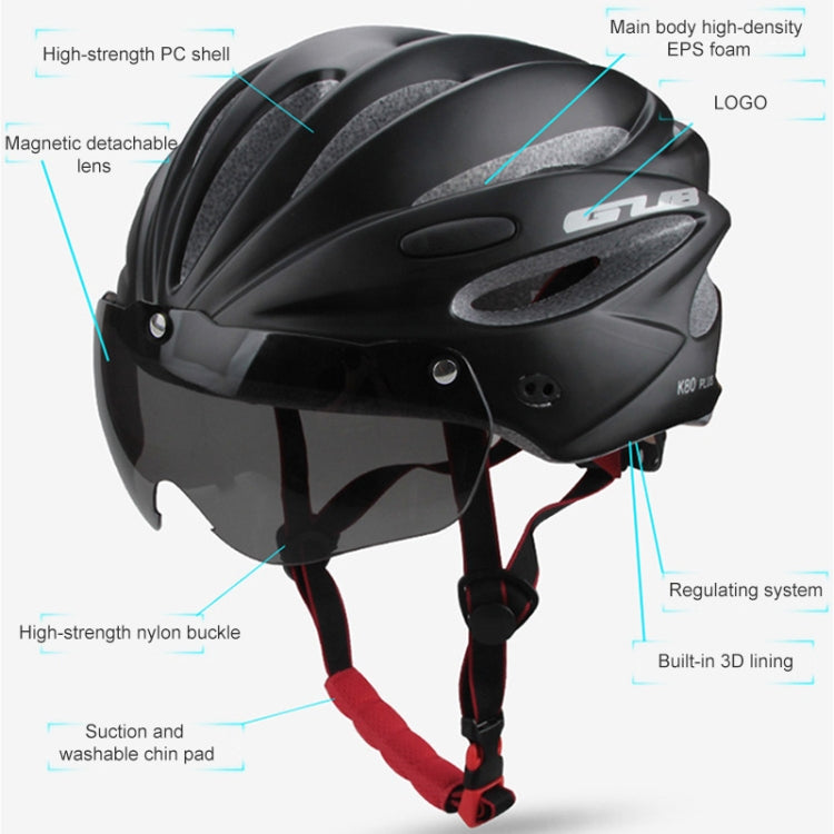Casco da bici GUB K80 Plus con visiera e occhiali, GUB K80 Plus(Black), GUB K80 Plus(Orange), GUB K80 Plus(Gradient Blue), GUB K80 Plus(Gradient Purple), GUB K80 Plus(Red), GUB K80 Plus(Titanium Color), GUB K80 Plus(White), GUB K80 Plus(Fluorescent Green)