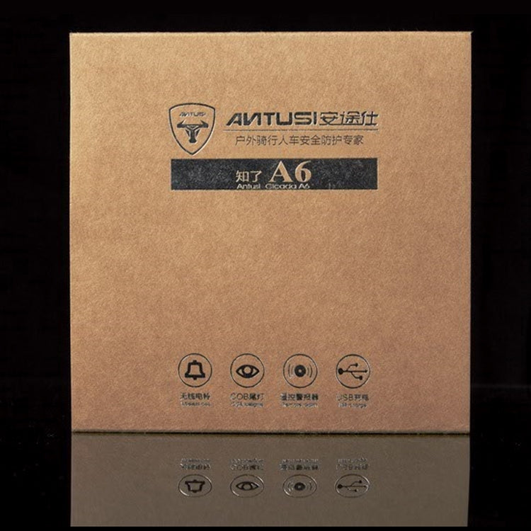 ANTUSI A6 Sorgente luminosa COB di ricarica USB Smart Cycling Bike Avviso allarme Fanale posteriore con telecomando, A6