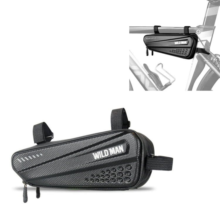 WILD MAN ES4 1.2L Borse da bicicletta rigide Borsa da telaio per bicicletta da strada antipioggia Borsa triangolare, ES4 (Black)
