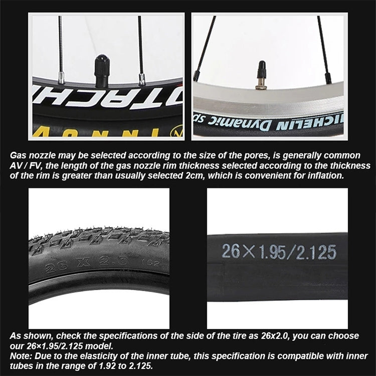 Camera d'aria pneumatica butilica per mountain bike PROMEND 26 x 1,95 AV, 26 x 2.125 AV48