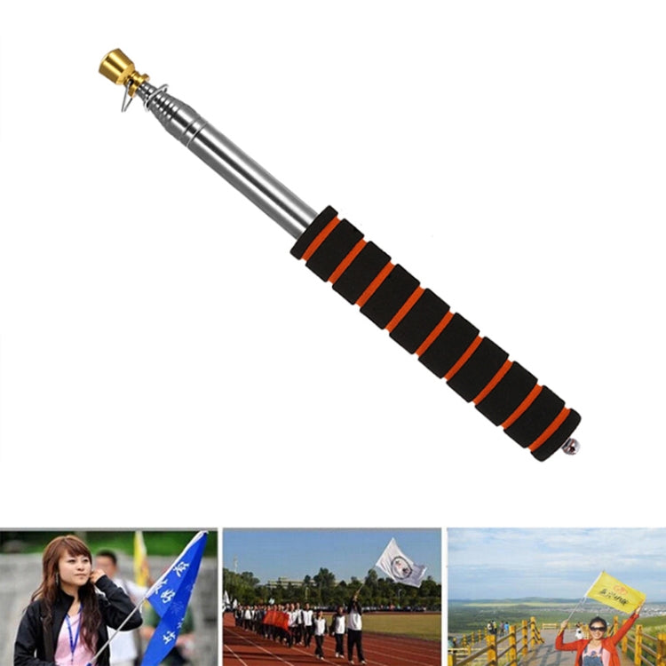 2.5M 11 nodi multifunzione telescopico in acciaio inossidabile spugna testa dorata bastone didattico guida bandiera segnale bandiera, 2.5M 11 Knots