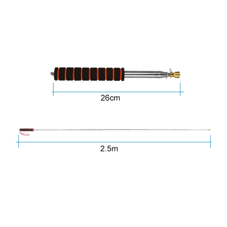 2.5M 11 nodi multifunzione telescopico in acciaio inossidabile spugna testa dorata bastone didattico guida bandiera segnale bandiera, 2.5M 11 Knots