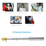 10 PZ 3M 11 Nodi Multi-funzione Telescopica In Acciaio Inox Spugna Testa D'oro Insegnamento Bastone Guida Pennone Segnale Bandiera, 3M 11 Knots